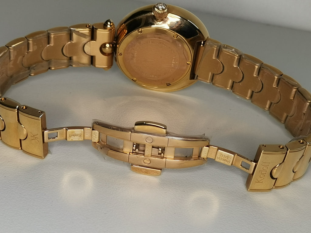 Korloff Swiss Diamond Ladies Watch – Mother of Pearl Dial – Moonphase – Gold Tone