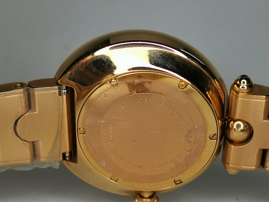 Korloff Swiss Diamond Ladies Watch – Mother of Pearl Dial – Moonphase – Gold Tone